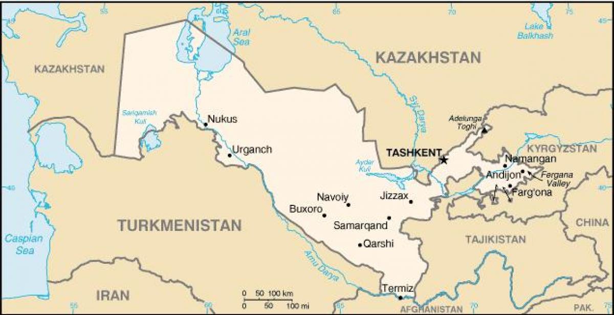 नक्शा उजबेकिस्तान के शहरों