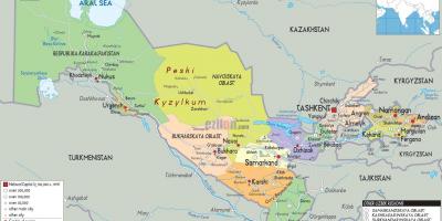 नक्शे के उज़्बेकिस्तान